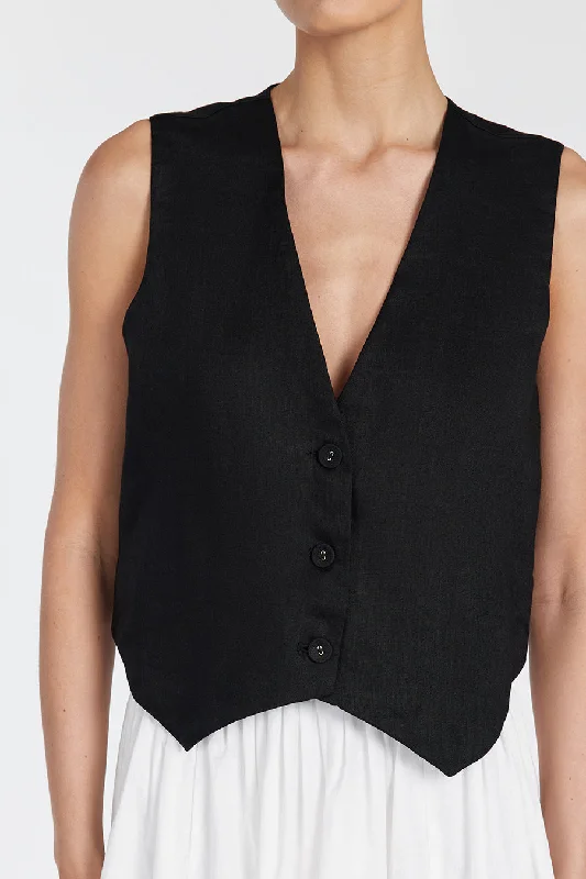 BANKS BLACK LINEN VEST