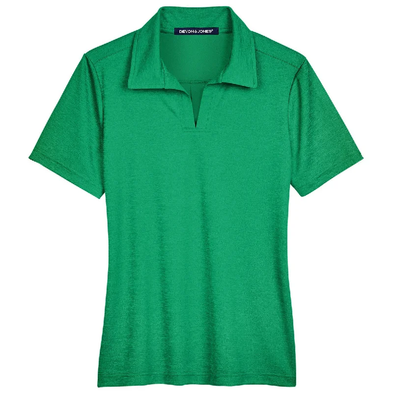 Devon & Jones Women's Kelly Green Heather CrownLux Performance Address Melange Polo