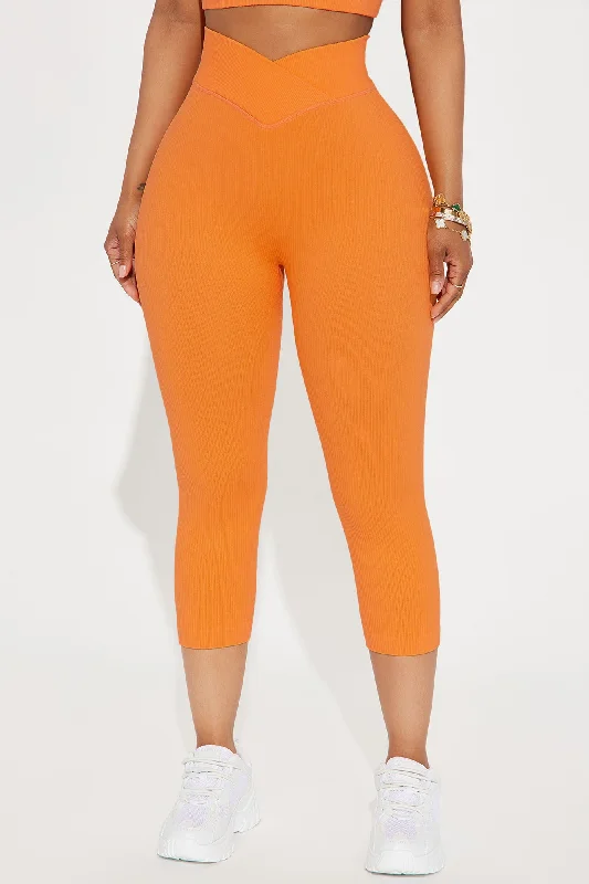 Double Cross Effortless Seamless Active Capri - Tangerine