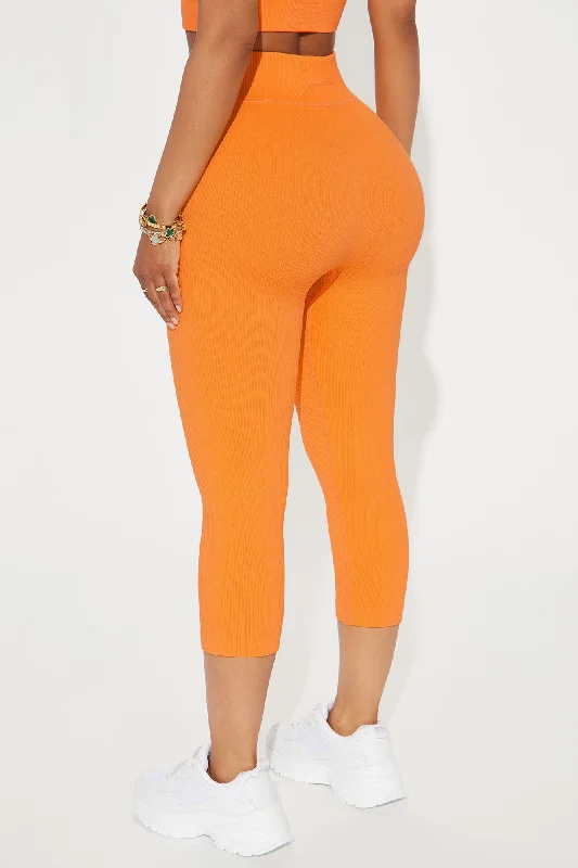 Double Cross Effortless Seamless Active Capri - Tangerine