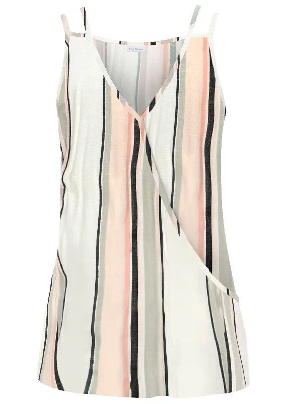 Strappy blouson wrap tank - White Multi