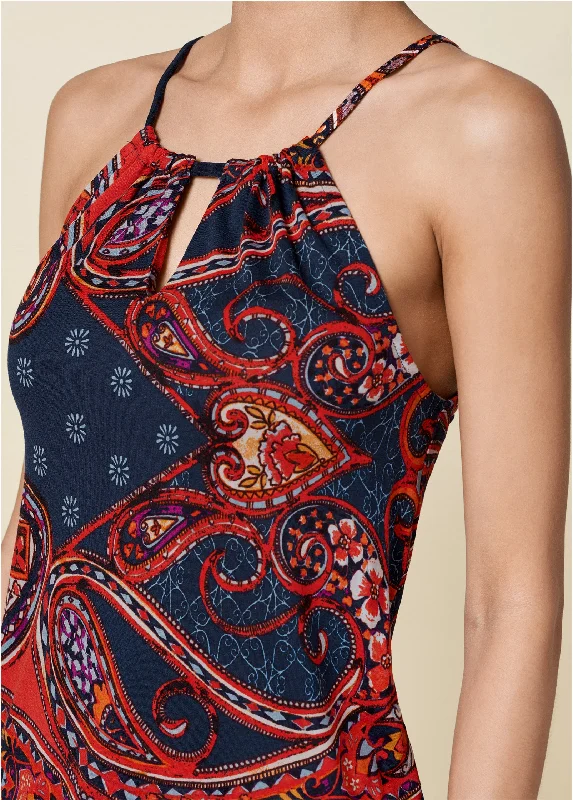 Paisley printed tank - Navy Multi