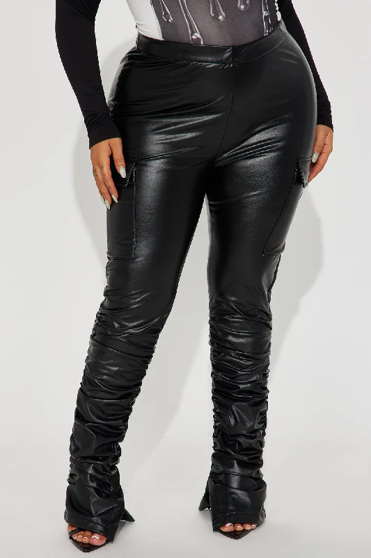 Lose Control Cargo Stacked Legging - Black