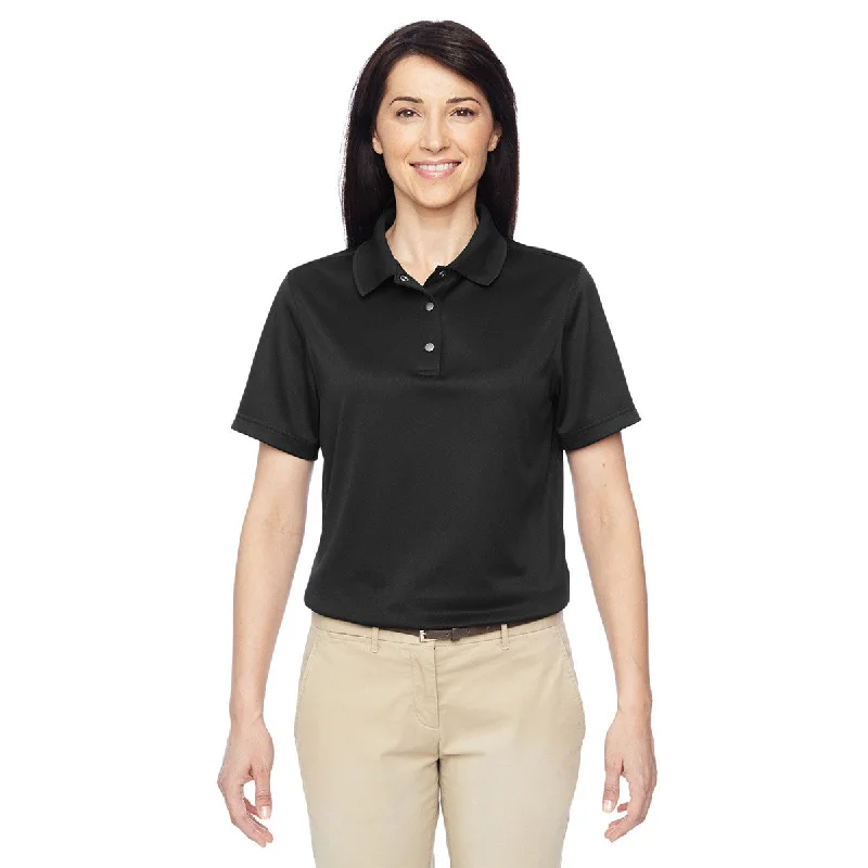 Harriton Women's Black Advantage IL Snap Placket Performance Polo