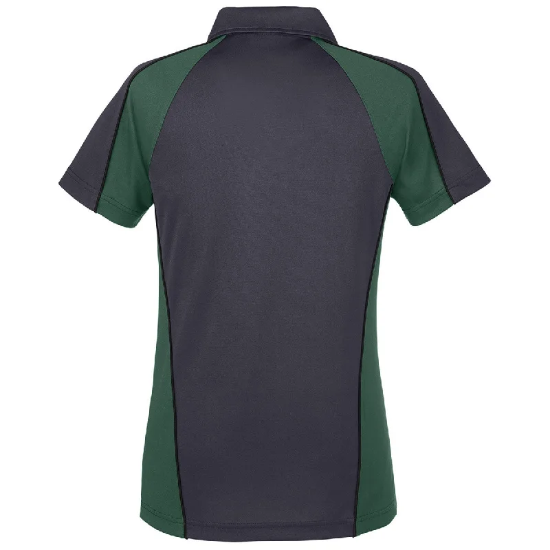 Harriton Women's Dark Charcoal/ Dark Green/ Black Advantage Snag Protection Plus Colorblock Polo