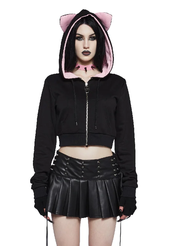 Meow Mingle Cropped Hoodie