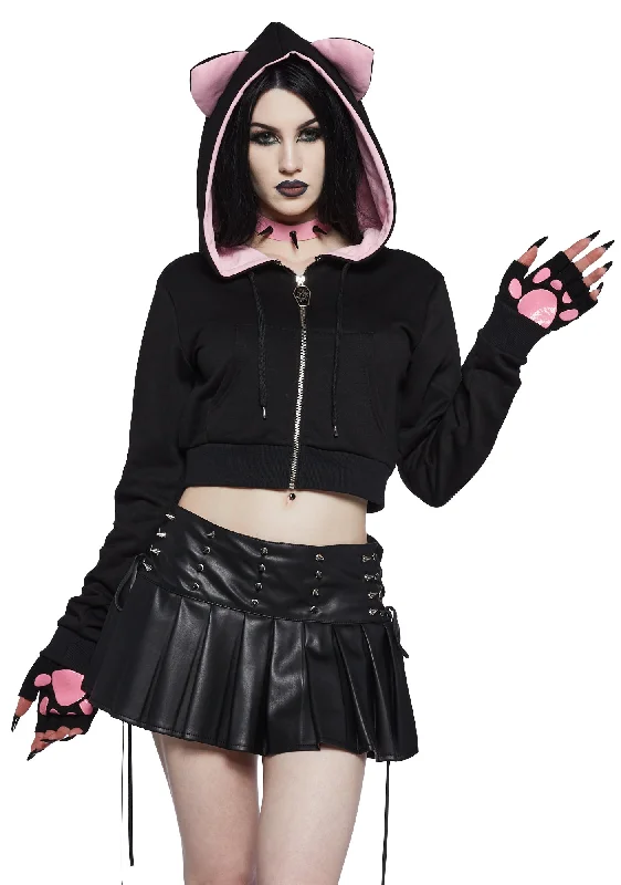 Meow Mingle Cropped Hoodie