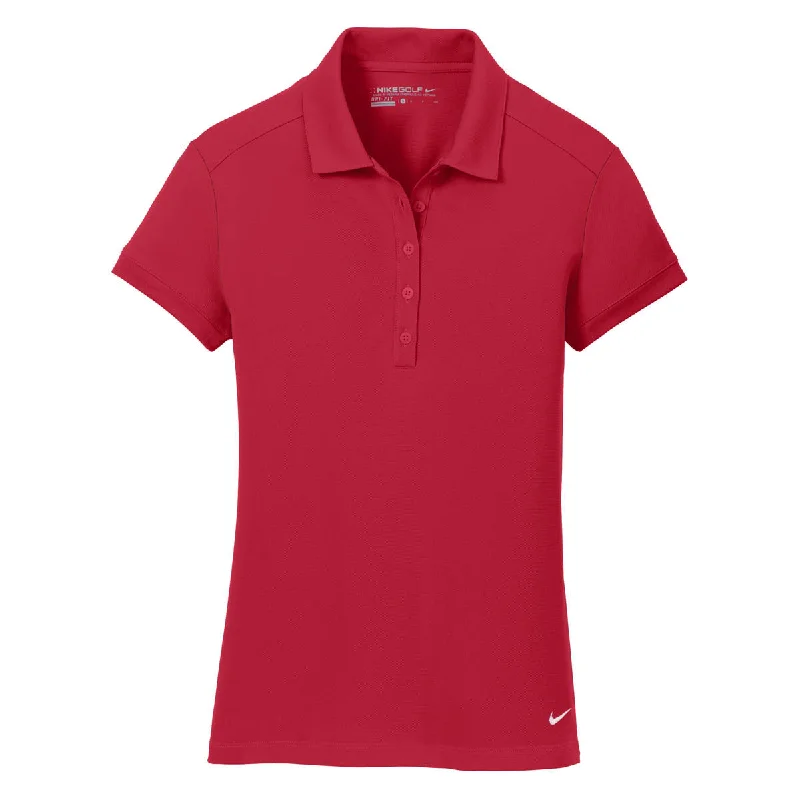 Nike Women's Red Dri-FIT Solid Icon Pique Polo