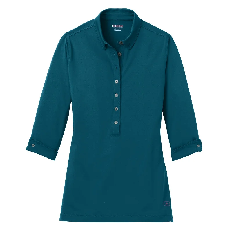 OGIO Women's Teal Throttle Gauge Polo