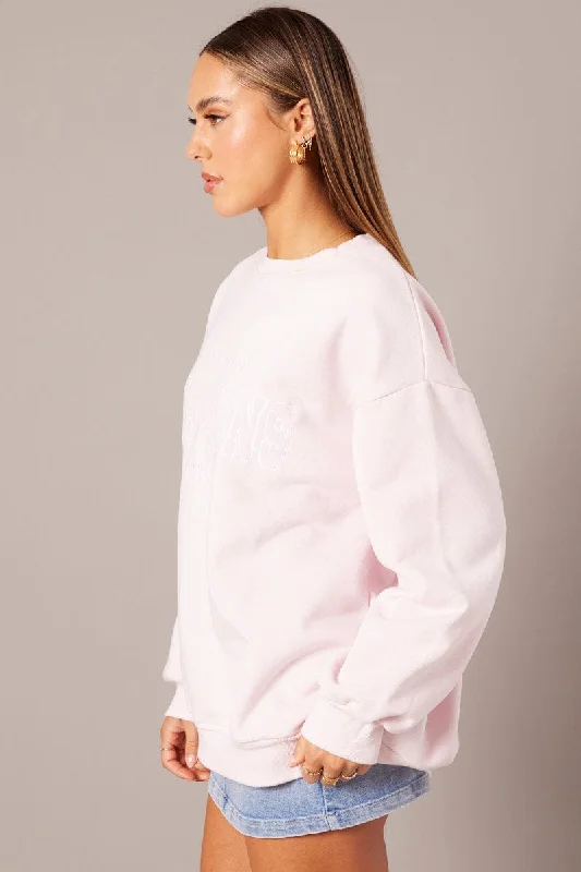 Pink Graphic Sweater Long Sleeve