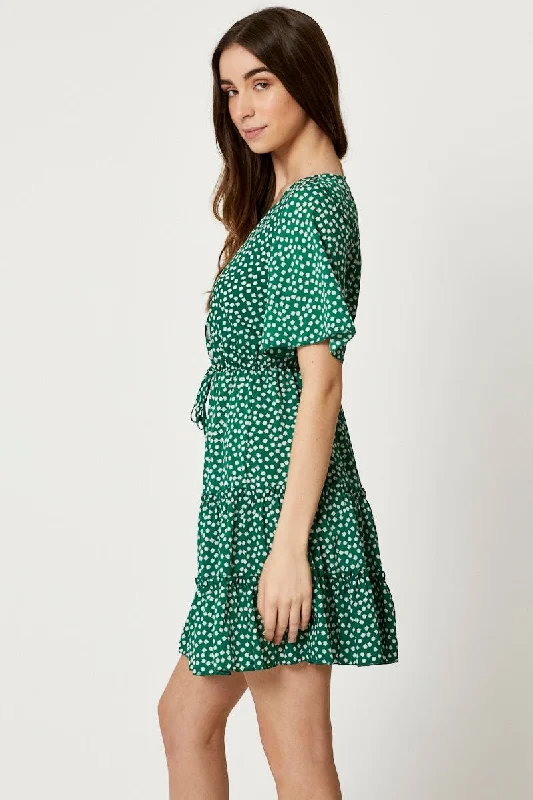 Print Ruffle Skater Dress