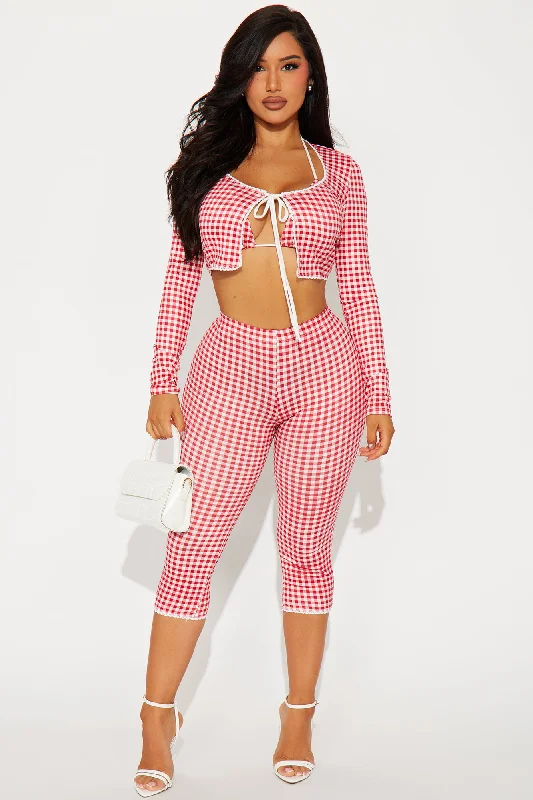 Sweet Talking Gingham Capri Legging - Red/White