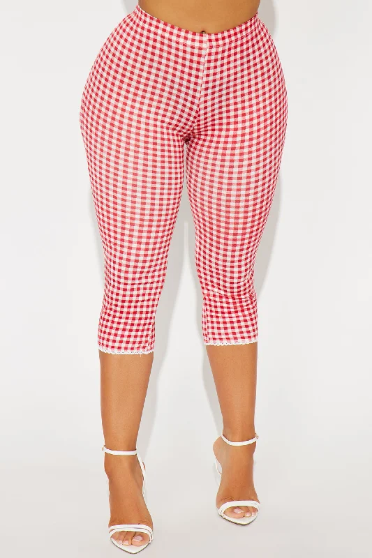 Sweet Talking Gingham Capri Legging - Red/White