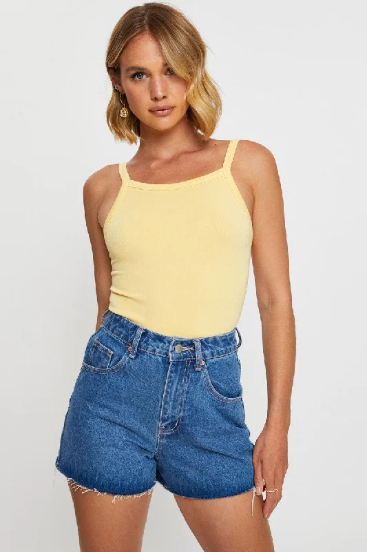 Yellow Singlet Top Sleeveless Seamless