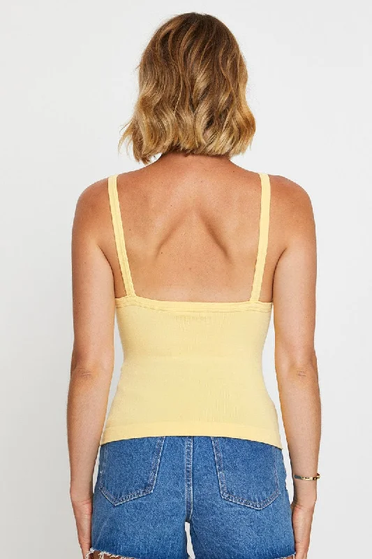 Yellow Singlet Top Sleeveless Seamless