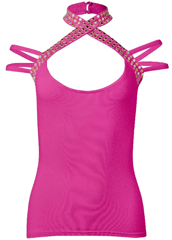 Studded strappy top - Fuchsia