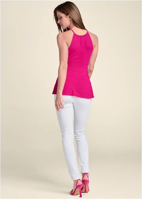 Embellished cutout top - Pink