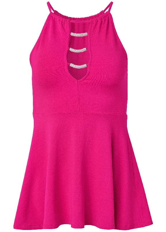 Embellished cutout top - Pink