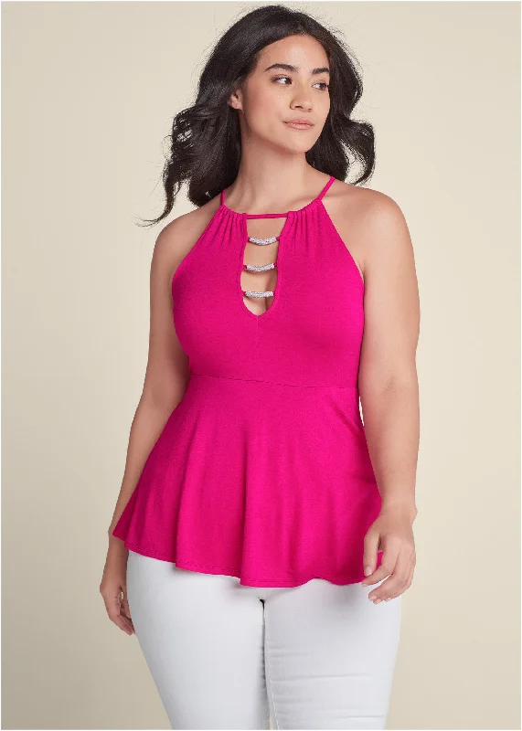 Embellished cutout top - Pink