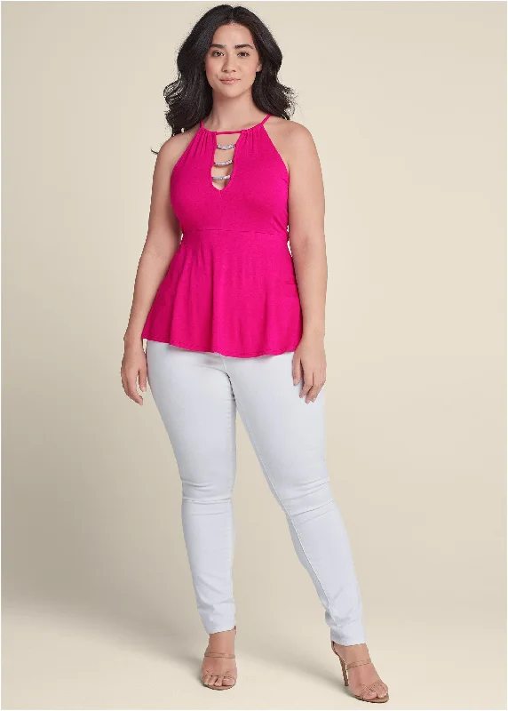 Embellished cutout top - Pink