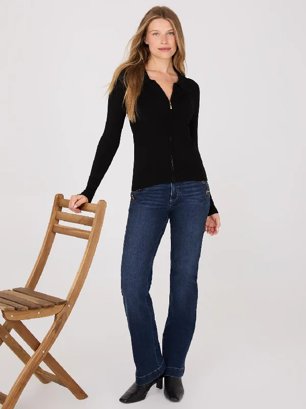 Collared 2-Way Zip-Front Sweater