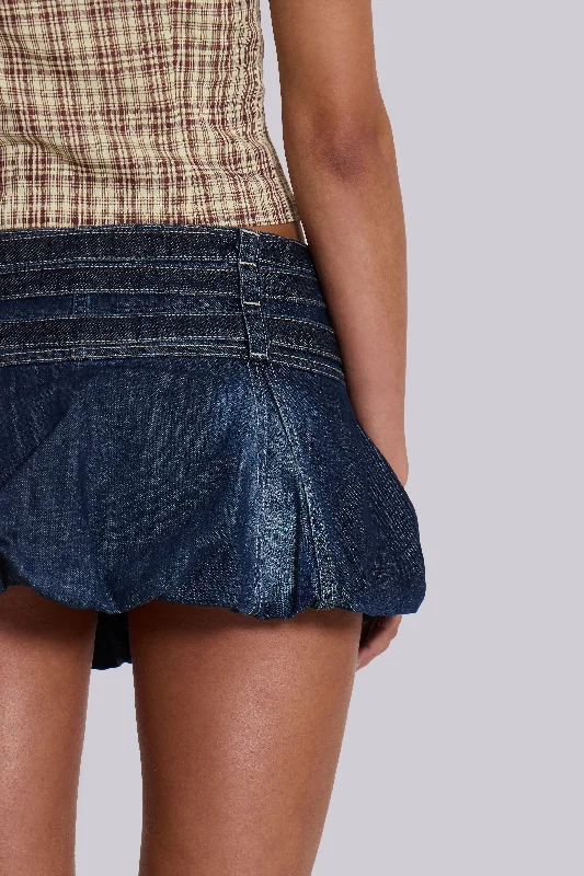 Alana Denim Puffball Micro Skirt