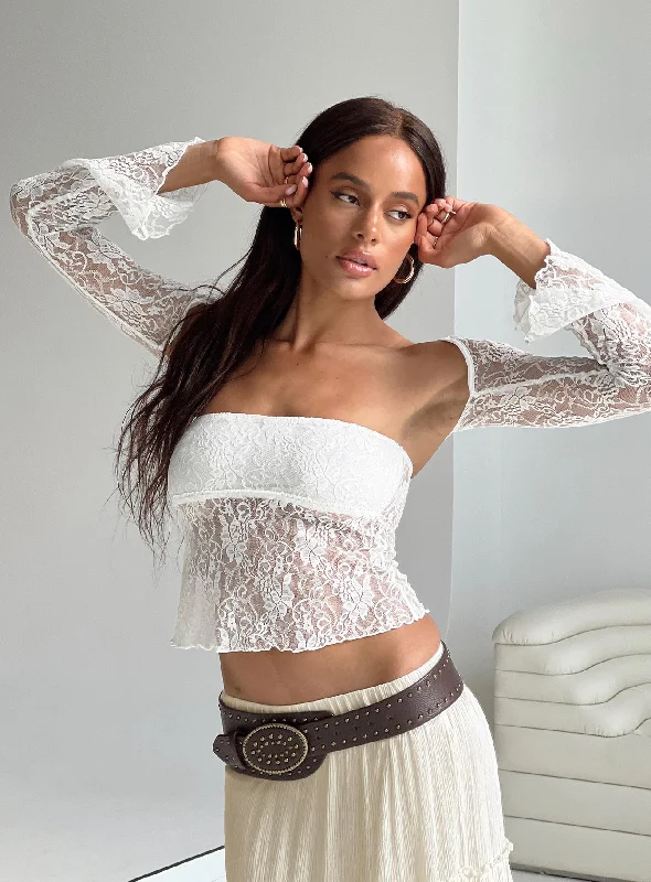 Alyda Long Sleeve Lace Top White