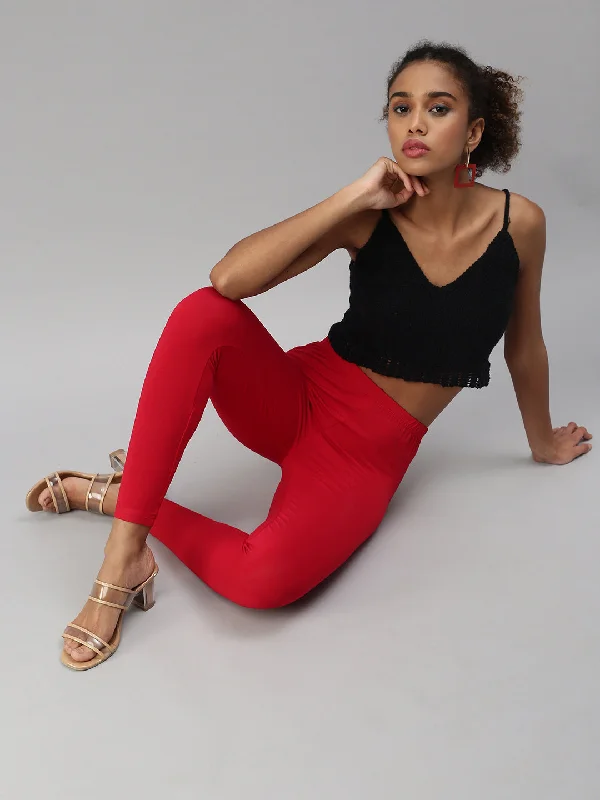 Ankle Leggings-Apple Red