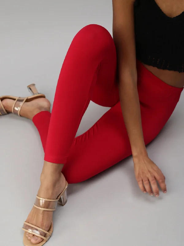 Ankle Leggings-Apple Red