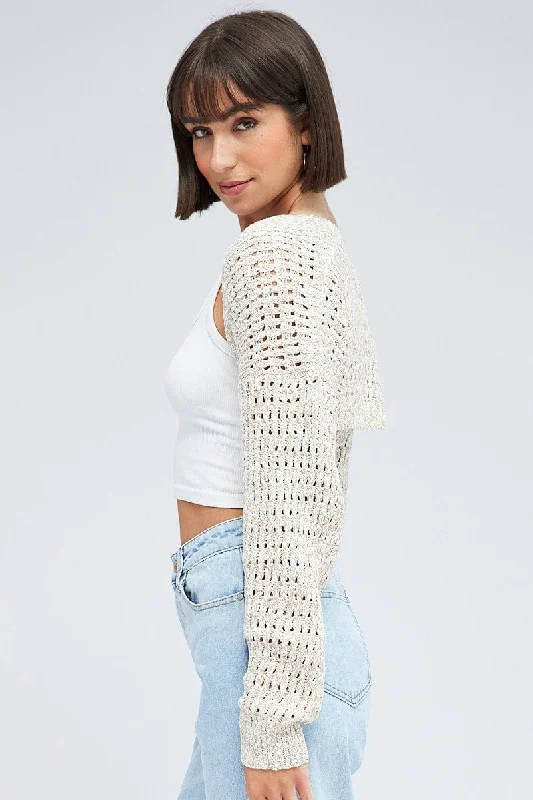 Beige Knit Shrug Long Sleeve