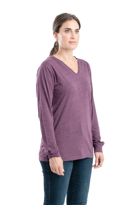 Berne Mauve Cotton Blend Womens Performance V-Neck Tee L/S