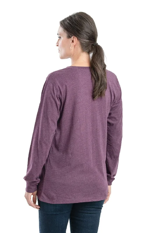 Berne Mauve Cotton Blend Womens Performance V-Neck Tee L/S