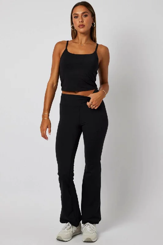 Black Bralette Round Neck Sleeveless Padded