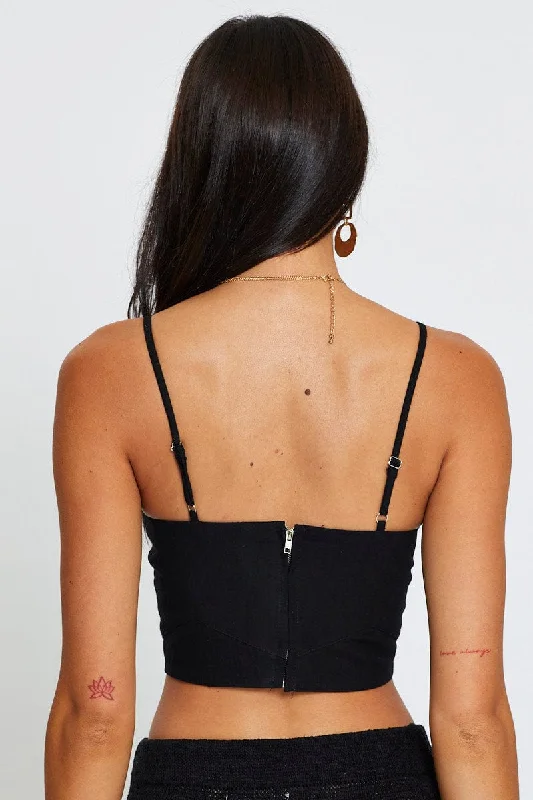 Black Crop Top Sleeveless