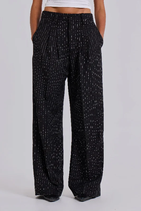 Black Pinstripe Goliath Pants