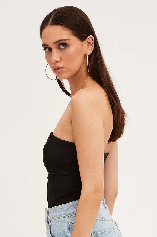 Black Strapless Bodysuit Bodice Detail