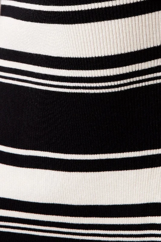 Black Stripe Knit Skirt High Rise