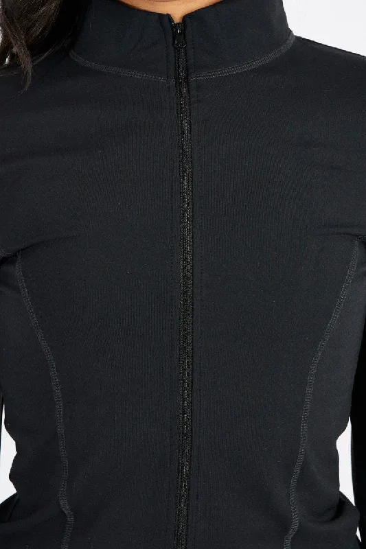 Black Zip Up Top Long Sleeve