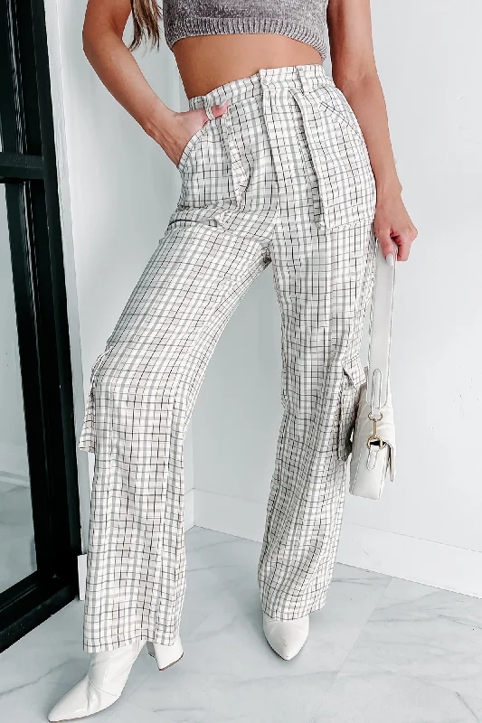 Blast From the Past Plaid Cargo Pants (Taupe)