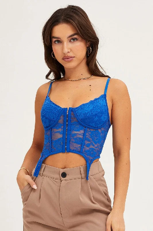 Blue Lace Corset Top Lingerie