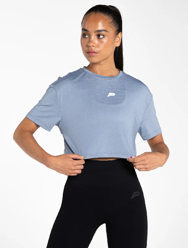 Breeze Crop T-Shirt - Dusky Blue