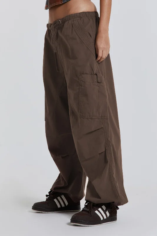 Brown Parachute Cargo Pants