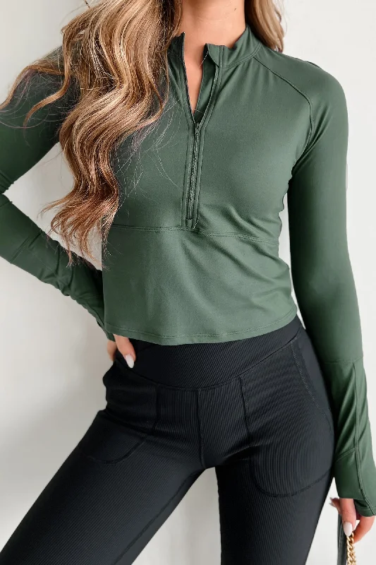 Burning Calories Half-Zip Long Sleeve Top (Smoked Spruce)