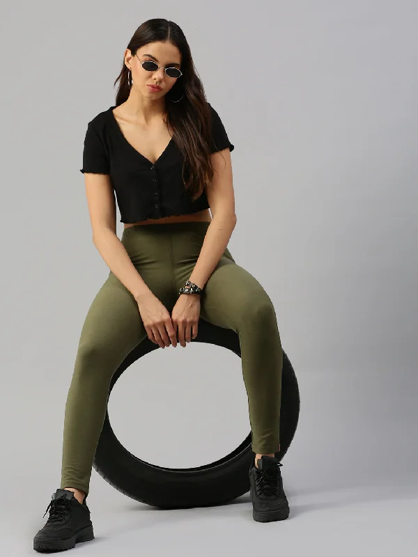 Color Jeggings-Military