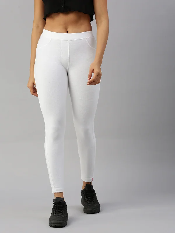 Color Jeggings Pocket-White