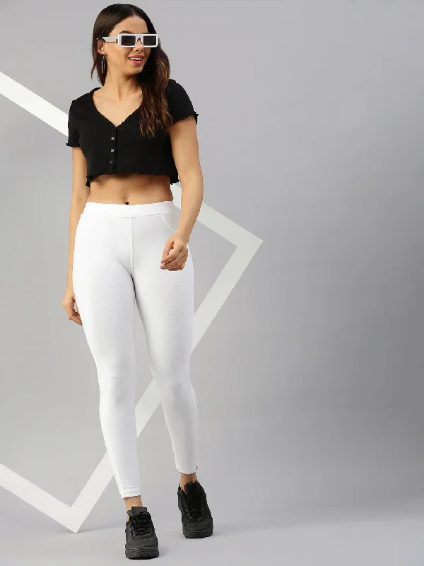 Color Jeggings Pocket-White