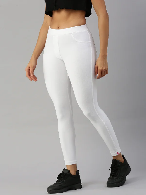 Color Jeggings Pocket-White