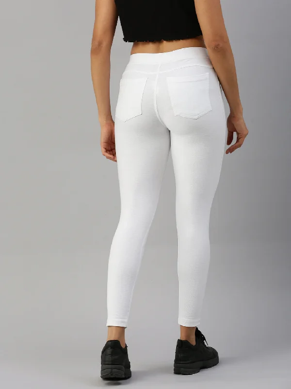 Color Jeggings Pocket-White