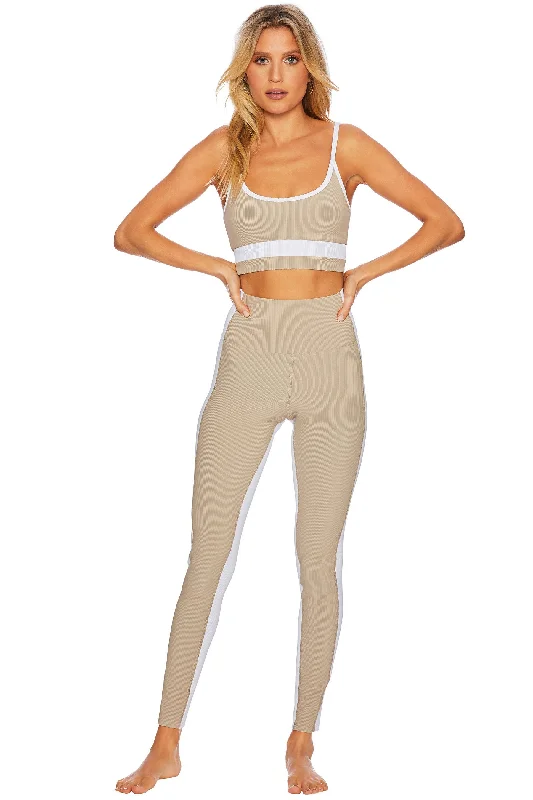 Colorblock Legging Tan White