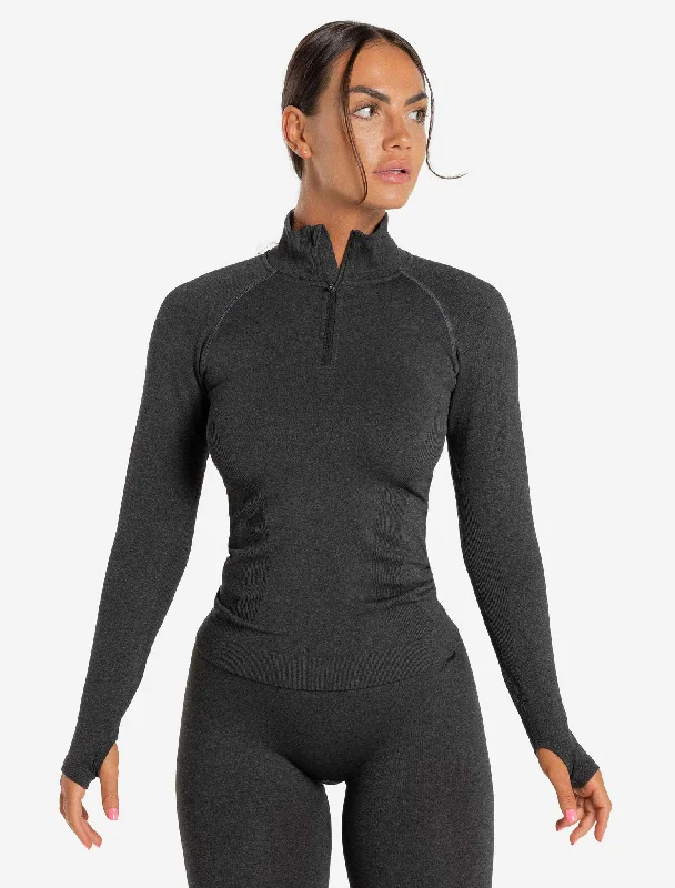 Core Seamless 1/4 Zip - Black Marl